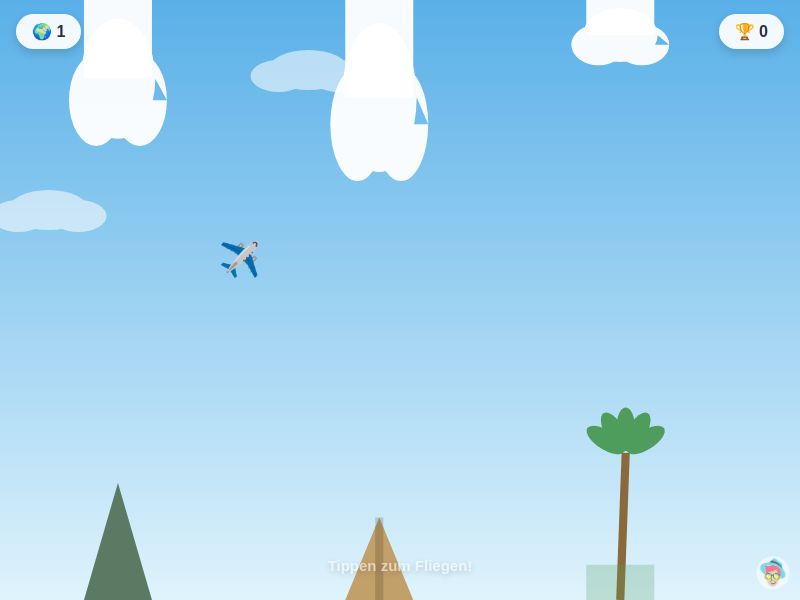 Wolken-Flieger &ndash; kostenloses Urlaubsspiel f&uuml;r Kinder